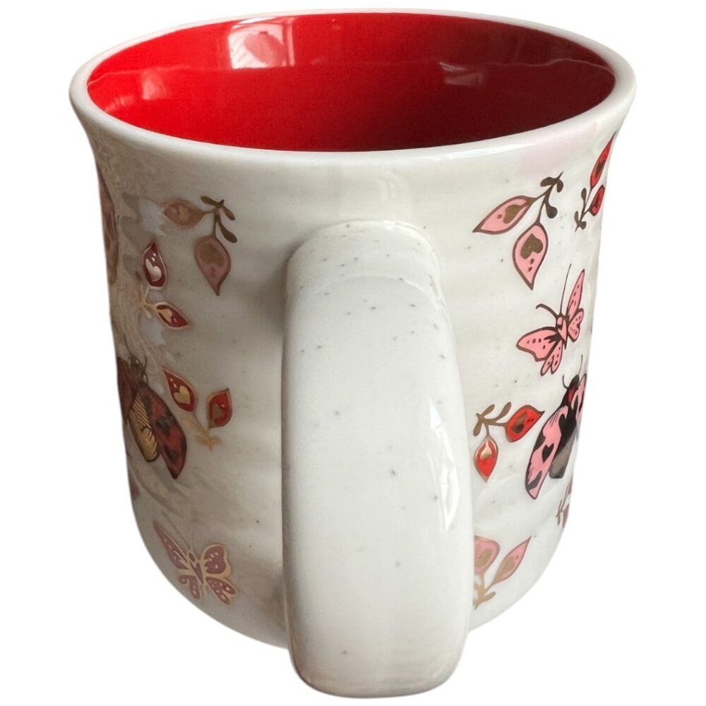 SHEFFIELD HOME Ladybug & Hearts Speckled MUG Sturdy Red Pink Gold 4.5" tall - Picture 4 of 15